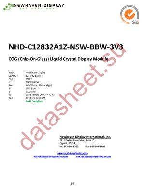 NHD-C12832A1Z-NSW-BBW-3V3 datasheet  